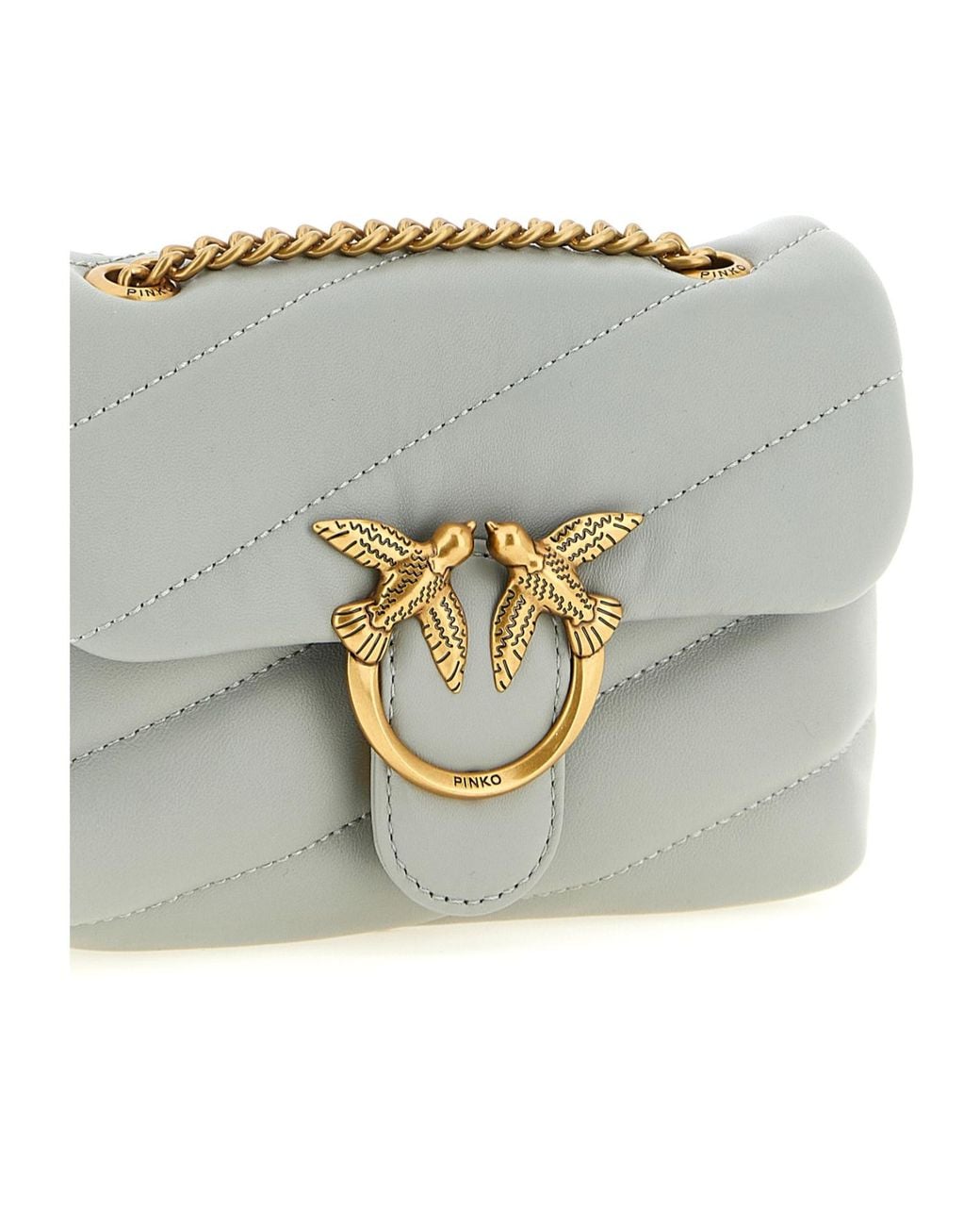 Pinko Gray Love Baby Puff Quilted Crossbody Bag