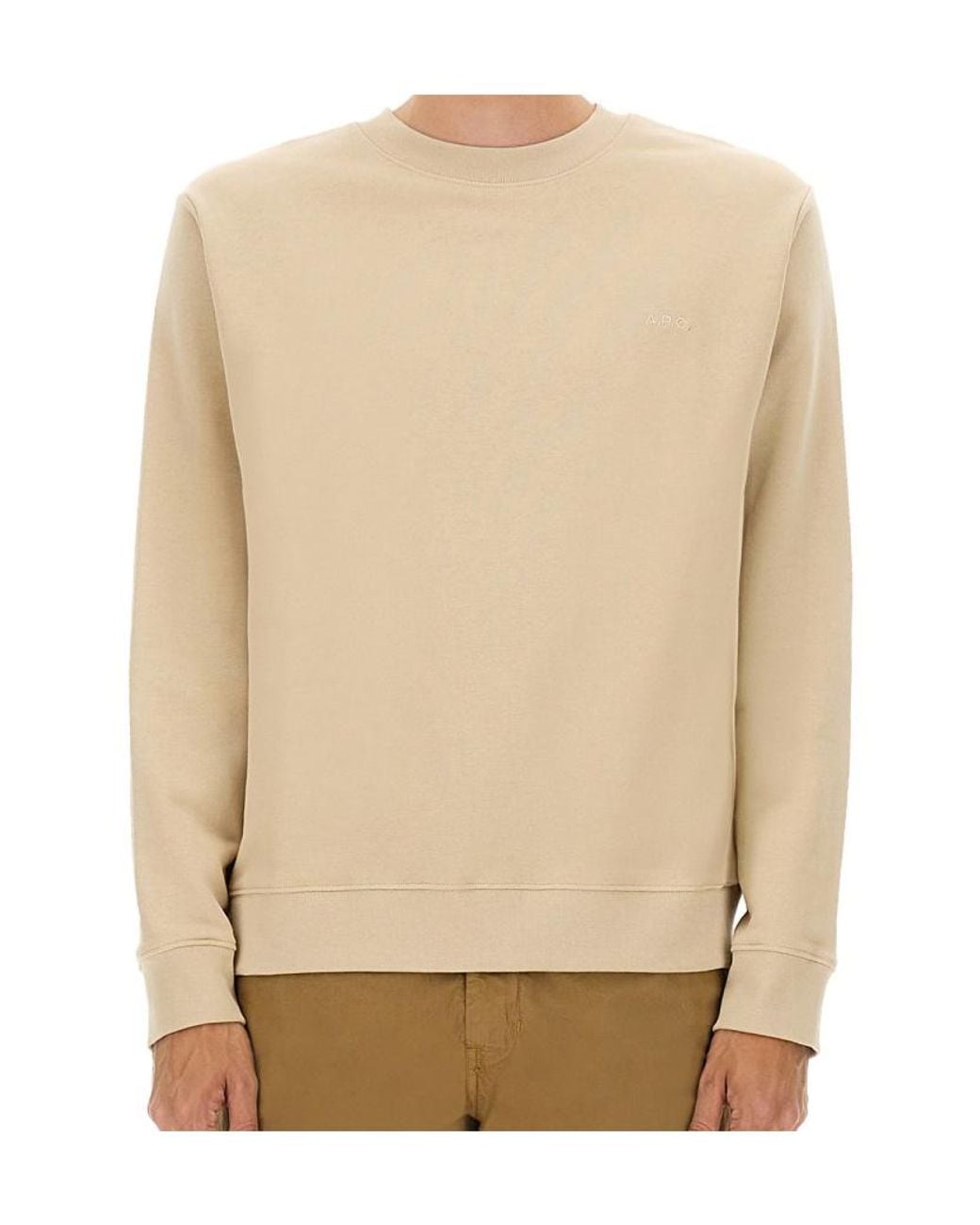 A.P.C. Natural Crewneck Long-Sleeved Sweatshirt for men