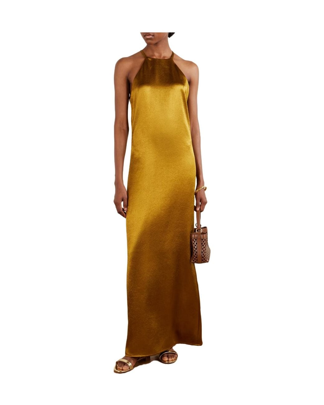 Giuliva Heritage Yellow Satin Maxi Dress