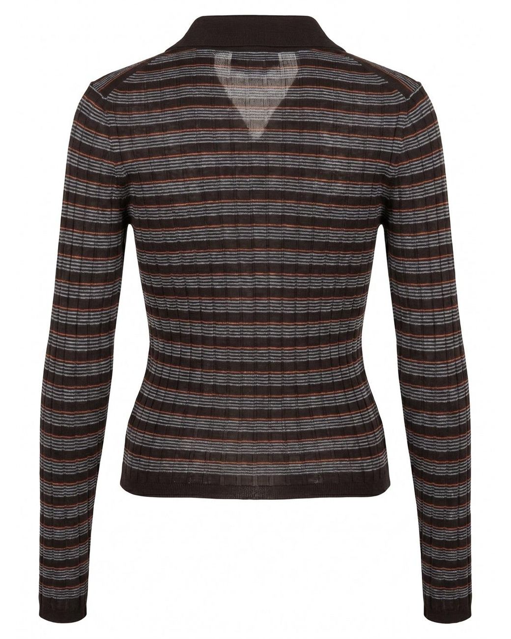 Prada Black Striped Embroidered Knit Polo Top