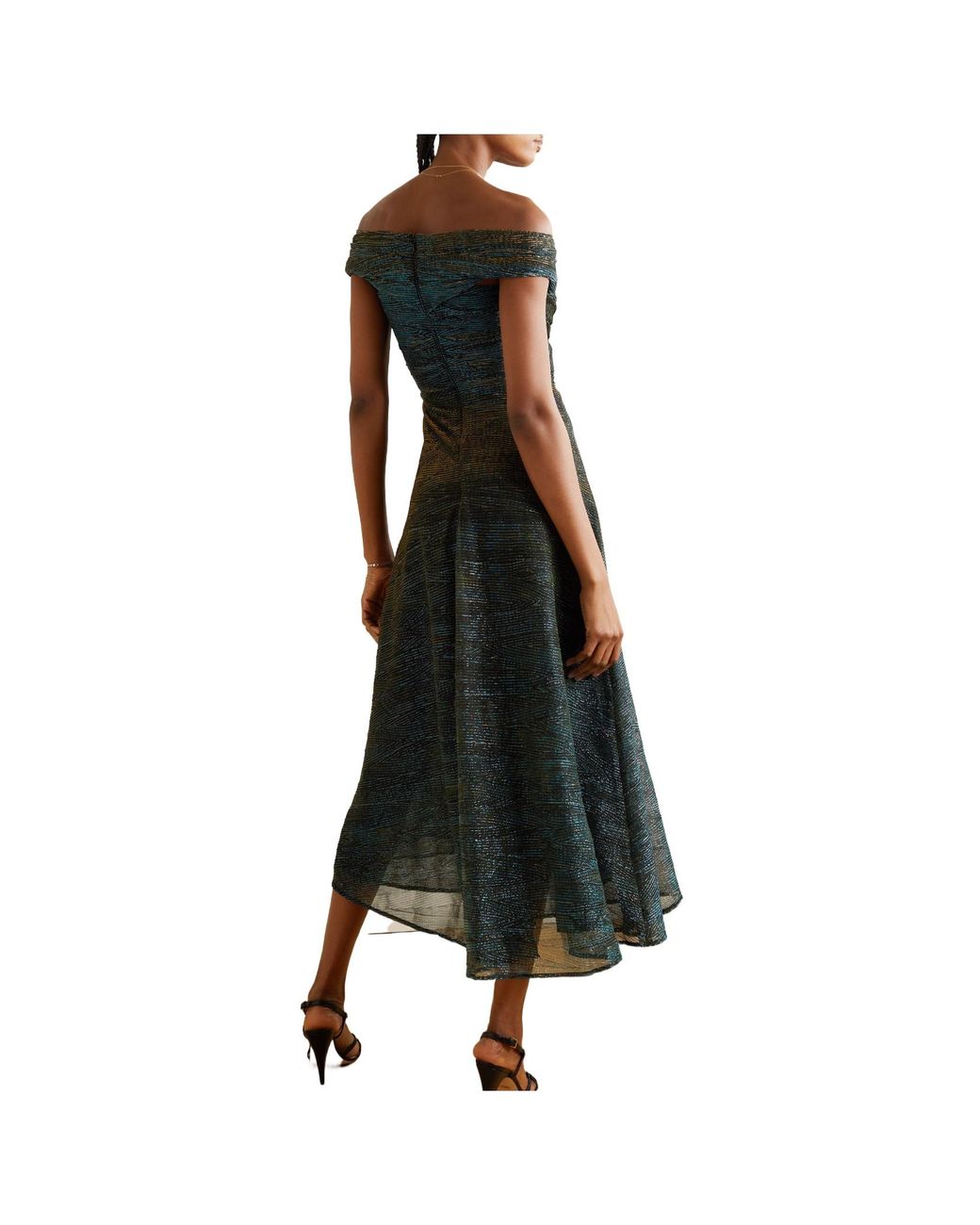 Talbot Runhof Green Mid-Length Metallic Drape Dress