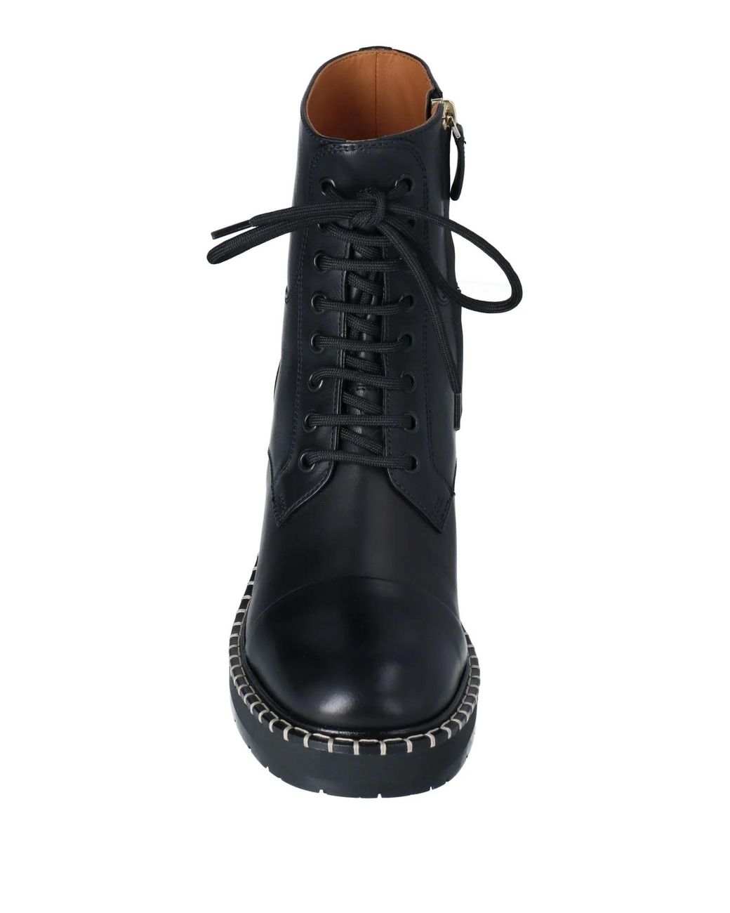 Chloé Black Solid Color Round Toe Leather Boots
