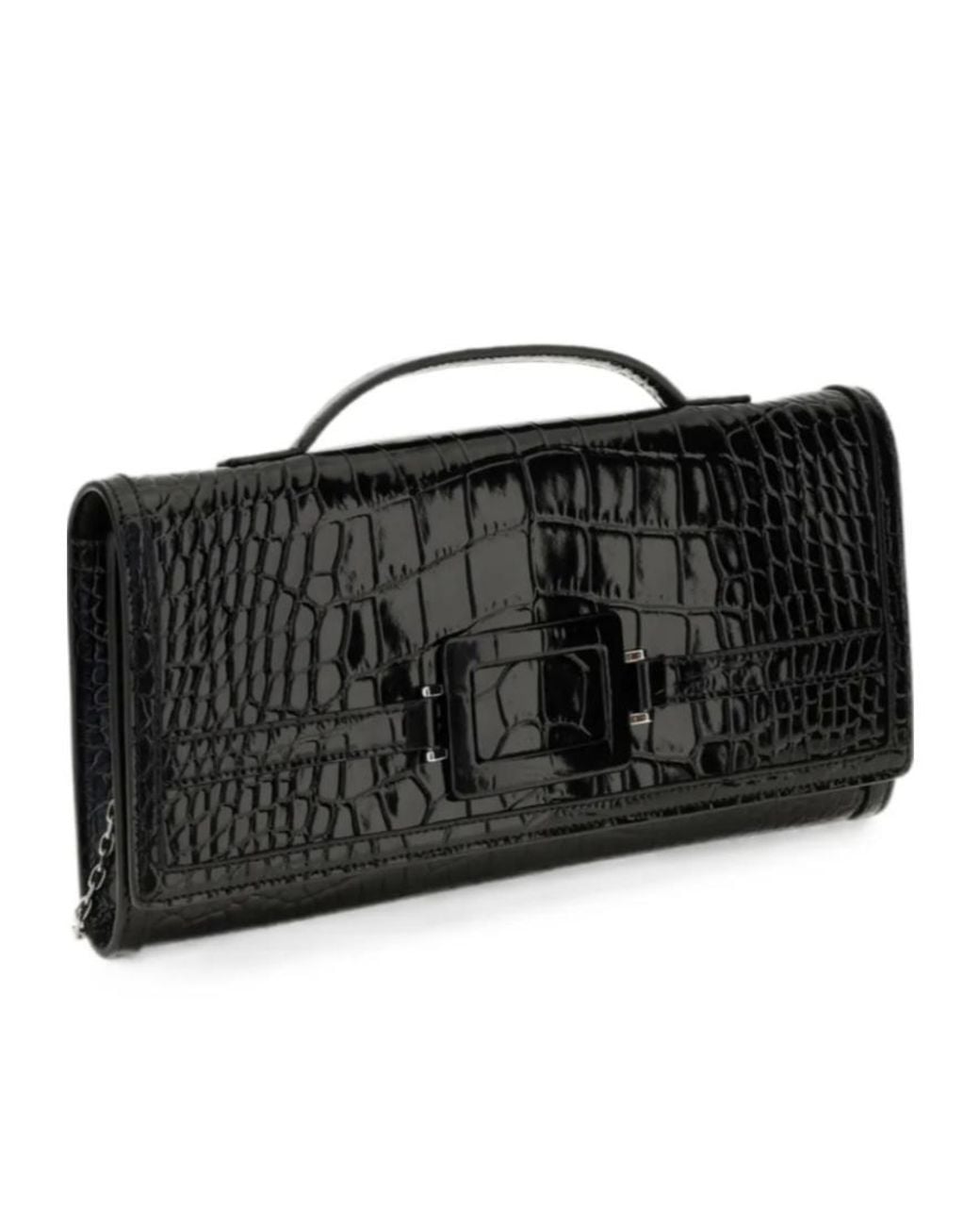 Roger Vivier Black Belle Vivier Top Handle Clutch Bag
