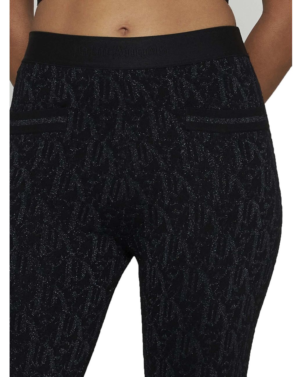 Palm Angels Black Monogram Jacquard Knitted Pants