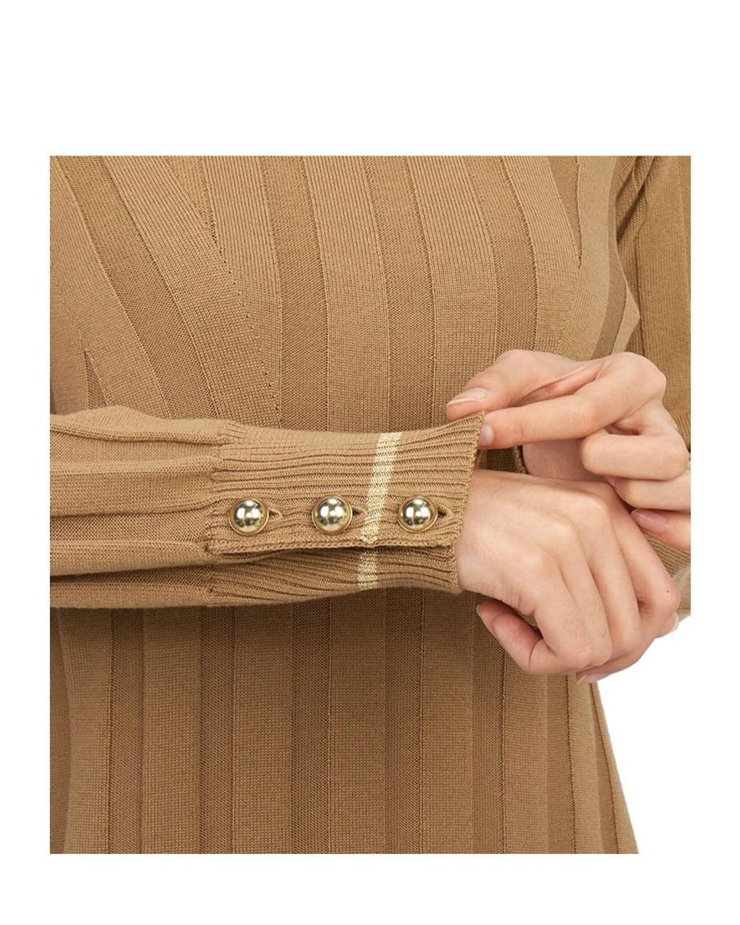 Max Mara Natural Long-Sleeved Knitted Dress
