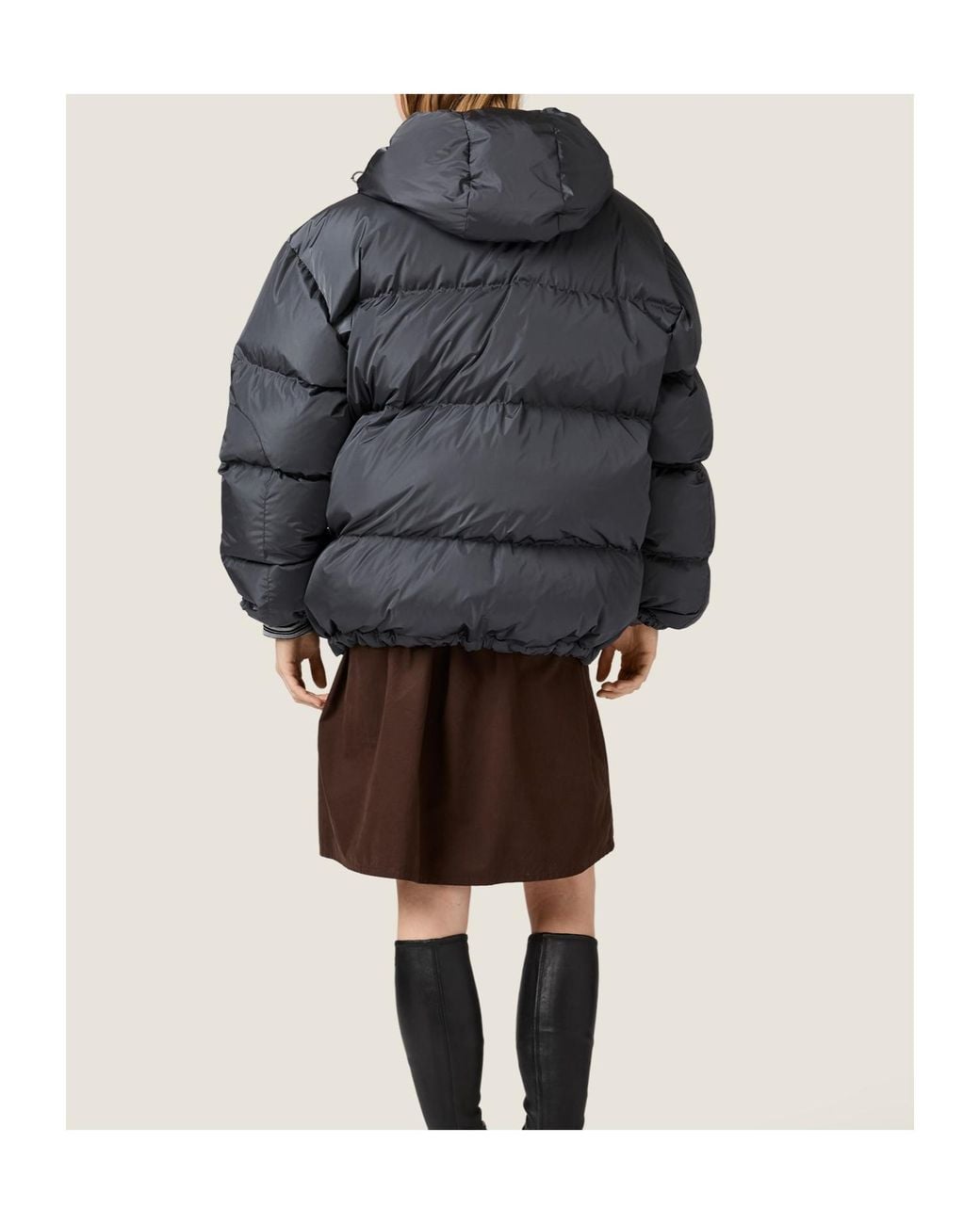 Miu Miu Gray Technical Fabric Down Jacket