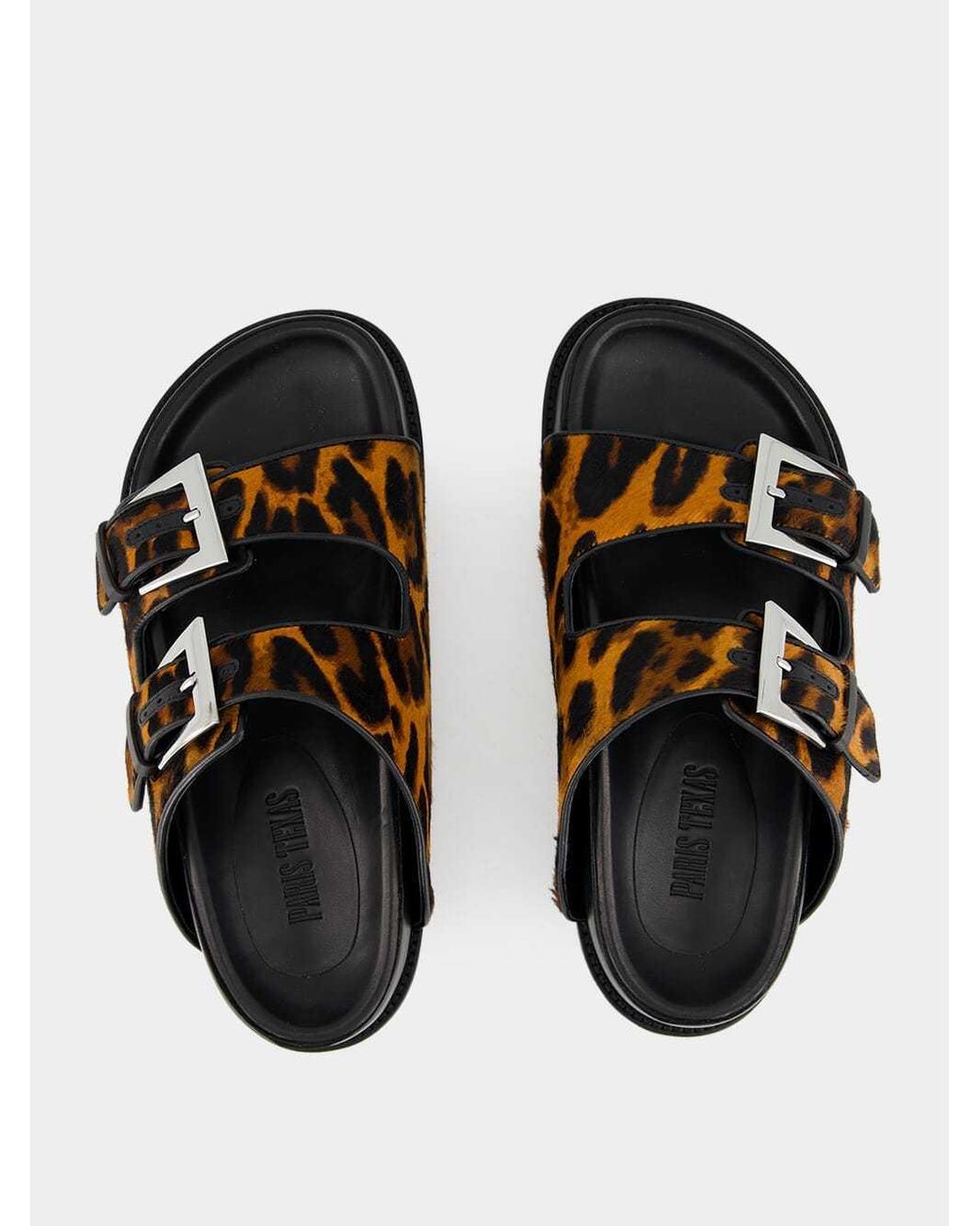 Paris Texas Brown Leopard-Print Flat Sandals