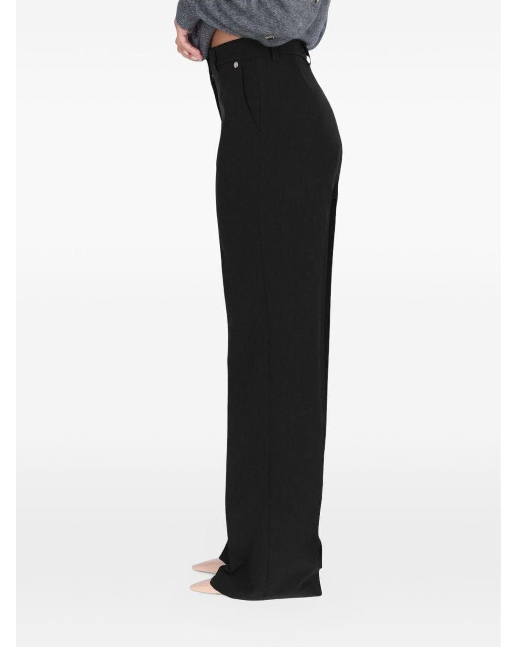 Liu Jo Black Pleated Straight-Leg Trousers