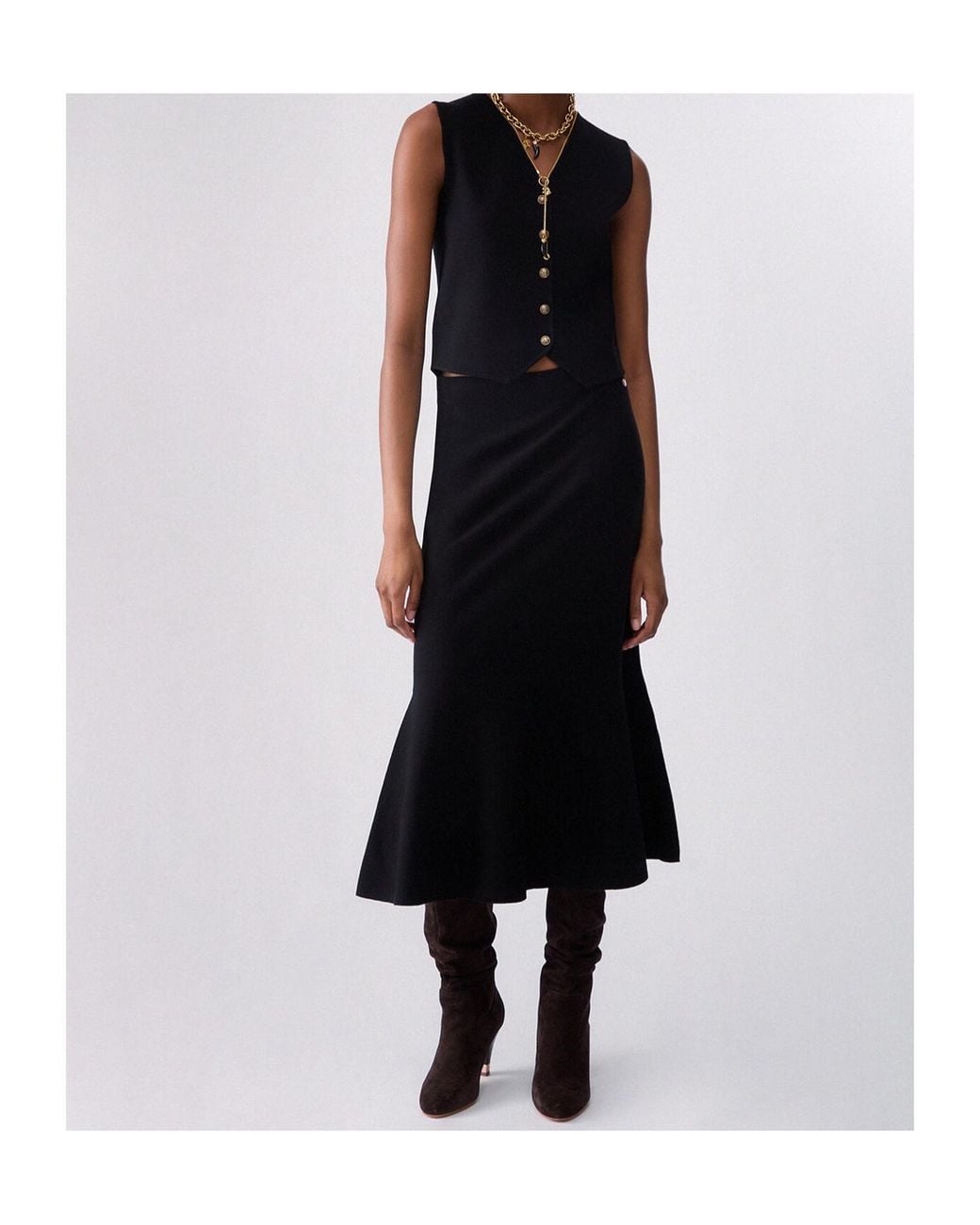 Liu Jo Black Knit Midi Skirt