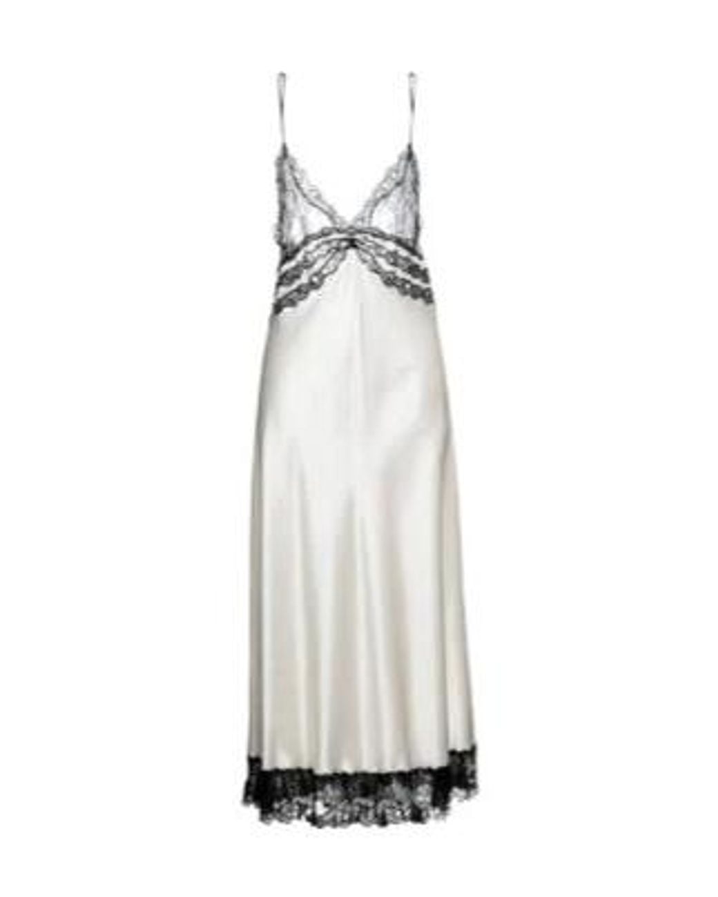 Saint Laurent White Sleeveless Satin Lace Dress