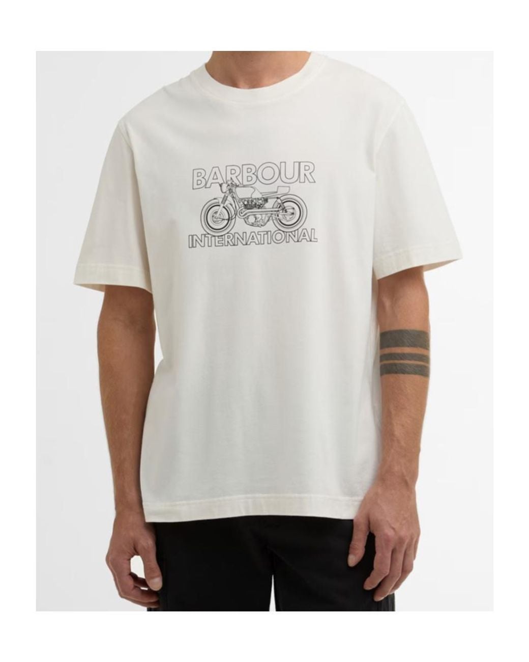 Barbour White Motorcycle Graphic T-Shirt for men
