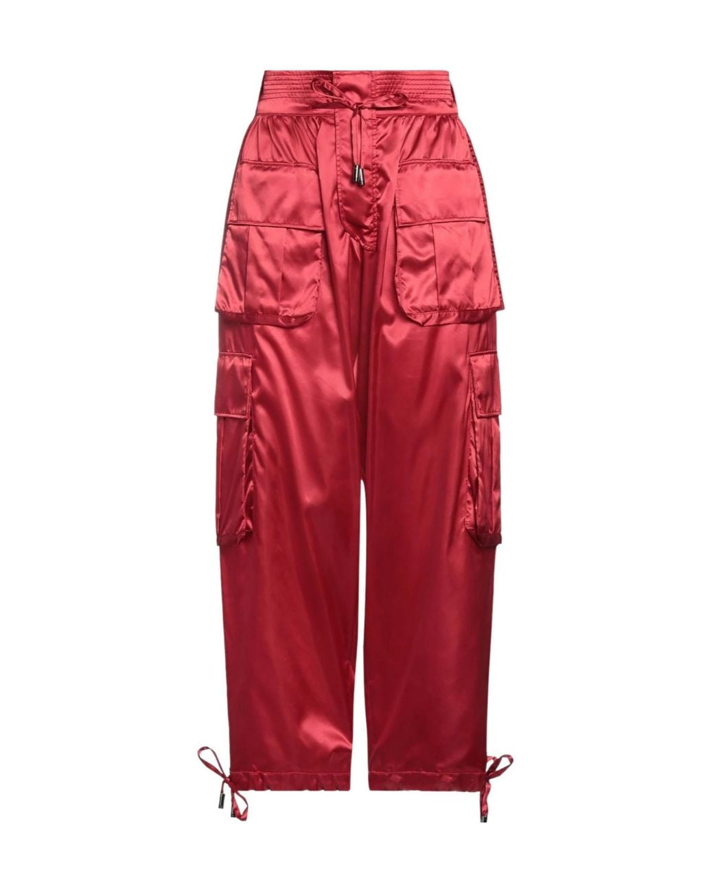 Dolce & Gabbana Red Minimalist Satin Trousers