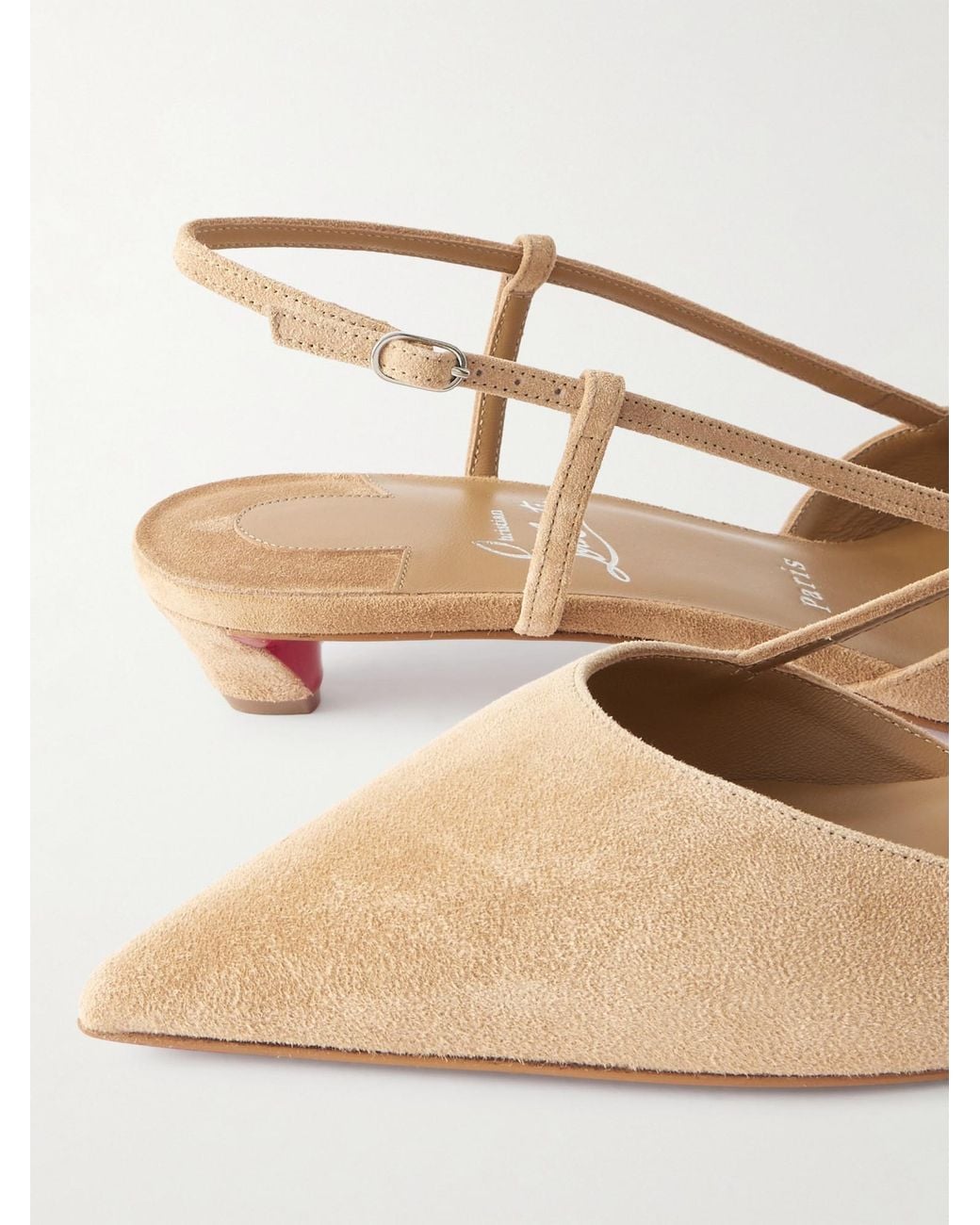 Christian Louboutin Natural Suede Slingback Pumps