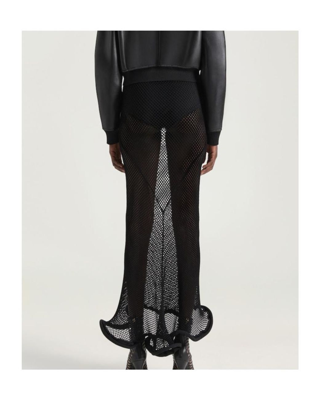 Givenchy Black Sheer Fishnet Flared Skirt