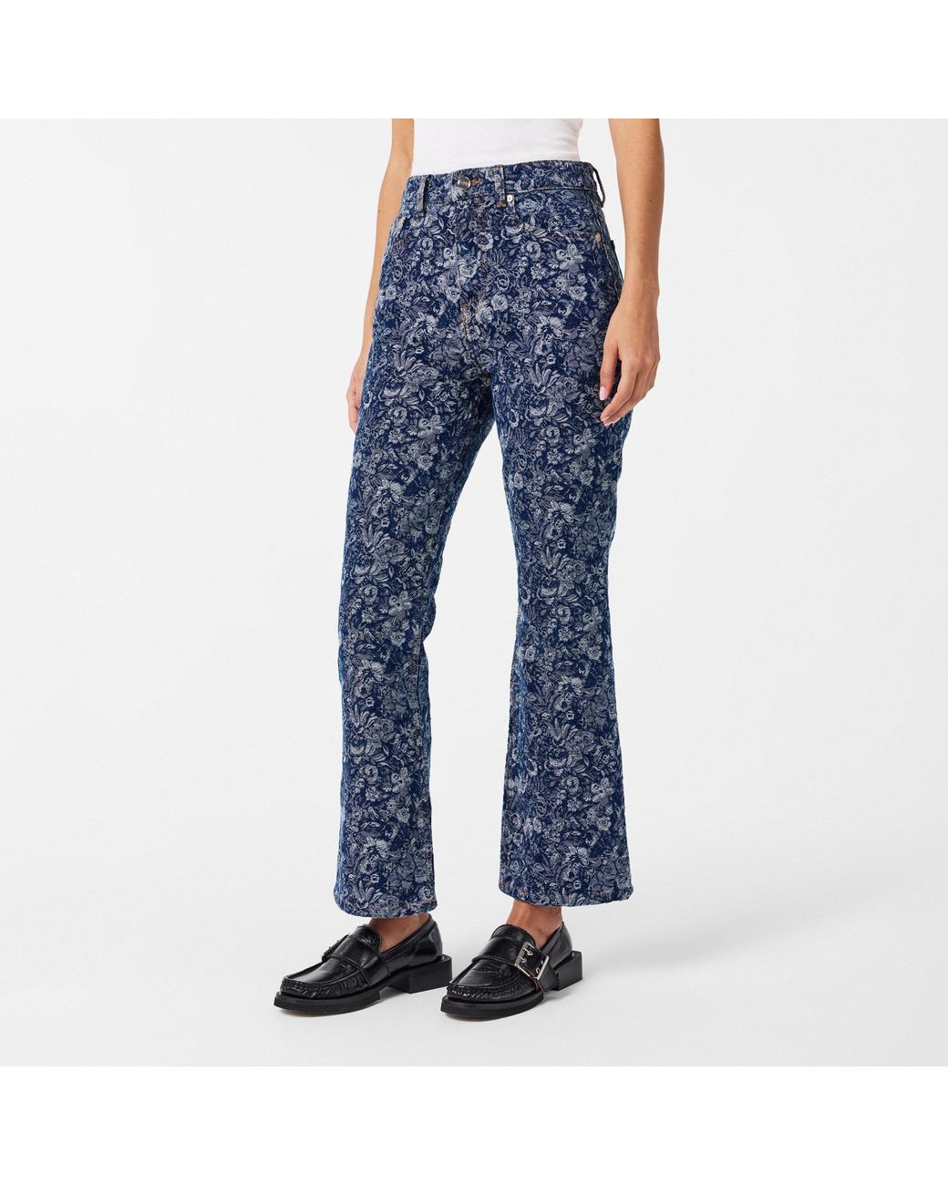 Ganni Blue High-Waisted Straight-Leg Jeans