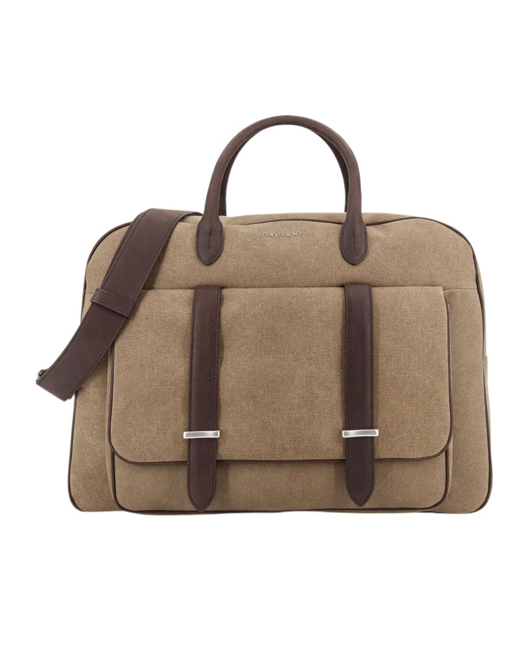 Orciani Brown Front Pocket Laptop Bag for men