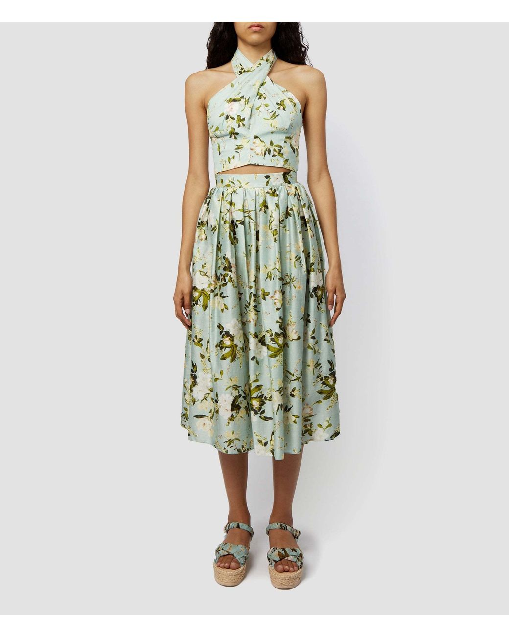 Erdem Green Printed Skirt