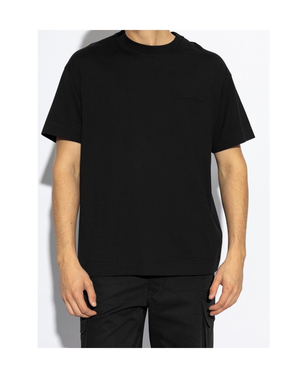 Givenchy Black Logo Embossed Crewneck T-Shirt for men