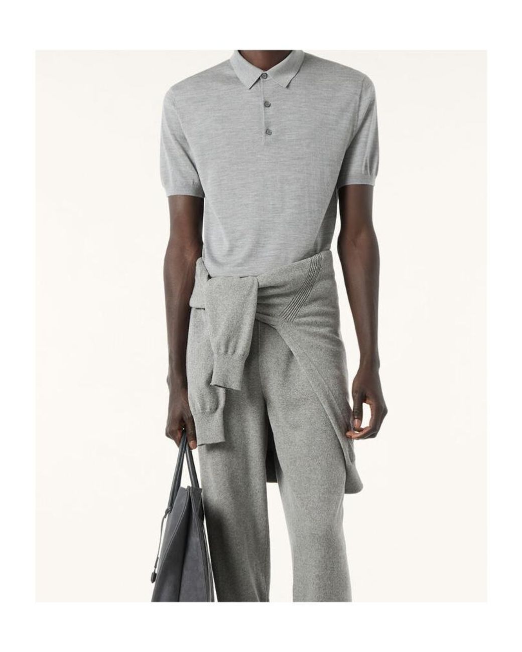Loro Piana Gray Sottile Polo Shirt for men