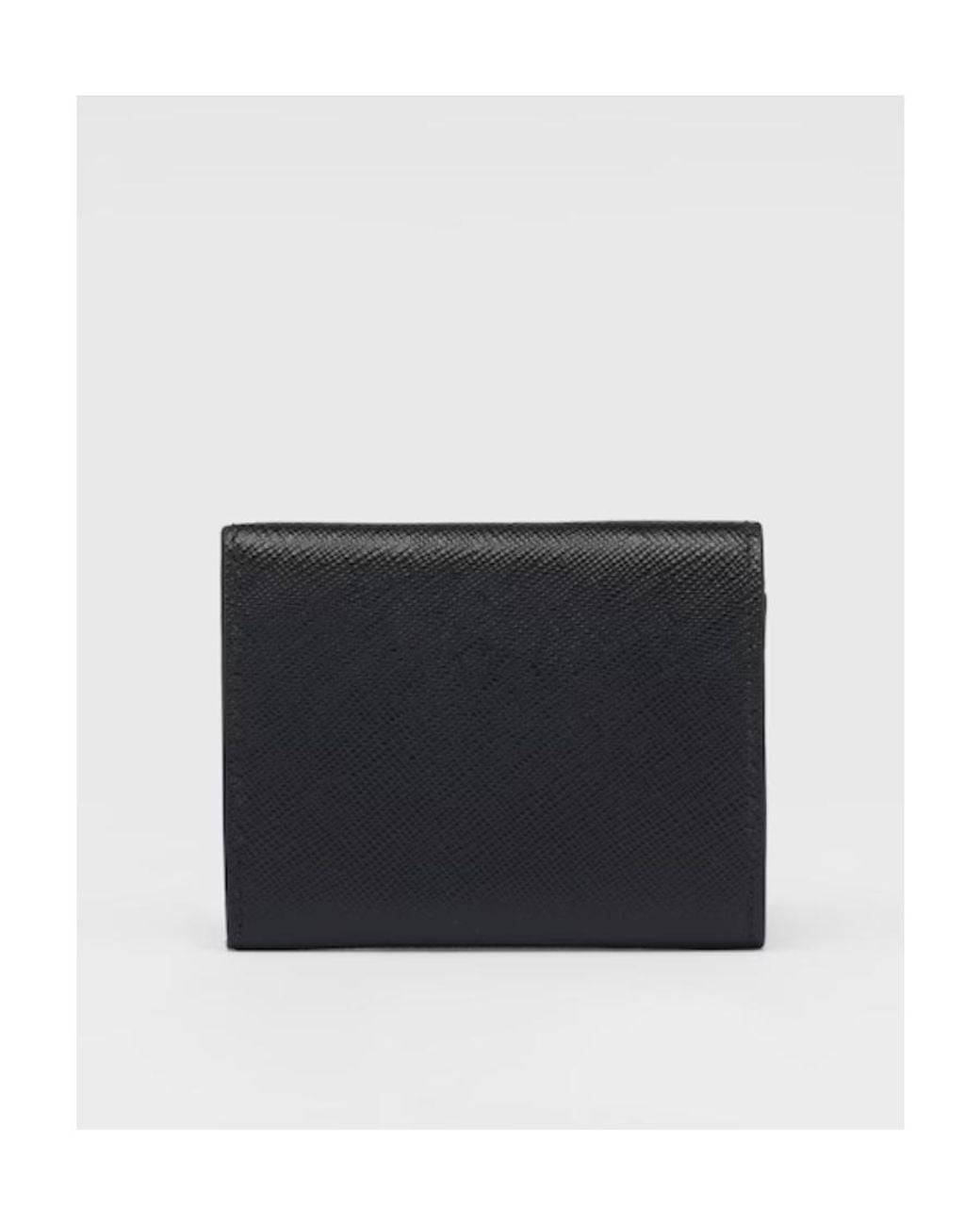 Prada Black Logo Plaque Bi-Fold Wallet