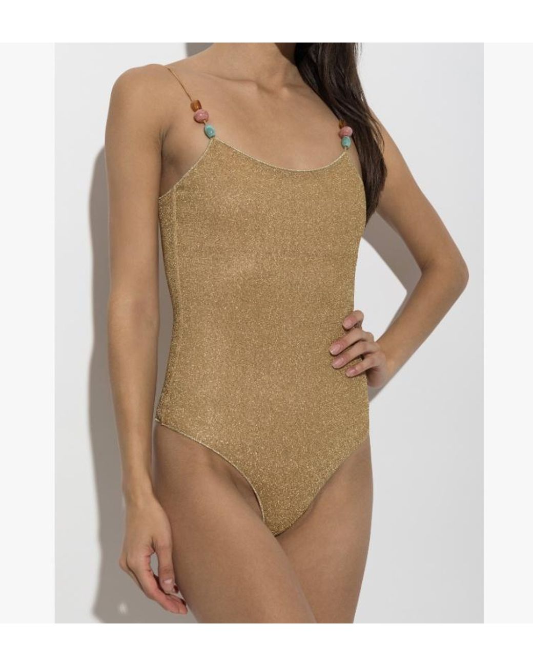 Oseree Natural One-Piece Swimsuit With Lurex Thread