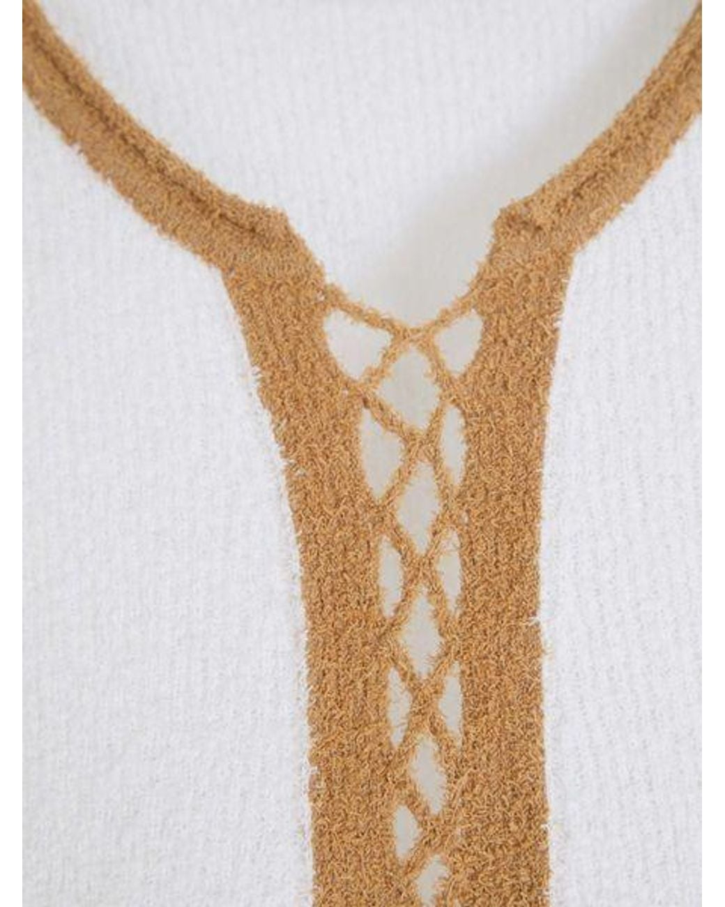 Rabanne White Cut-Out V-Neck Knitted Jumper