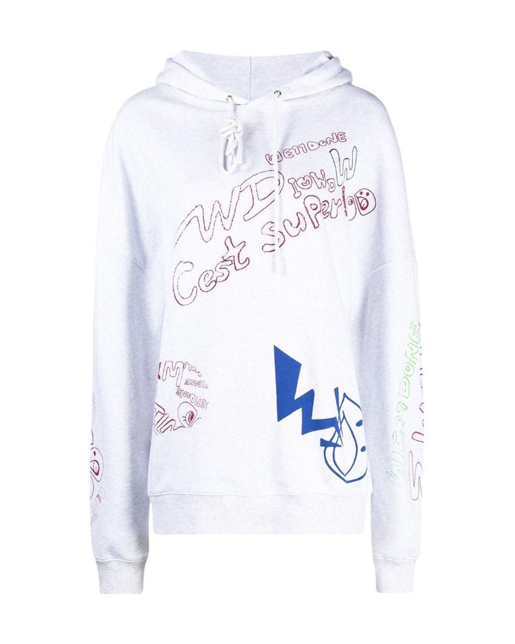 we11done White Graffiti Print Hoodie for men