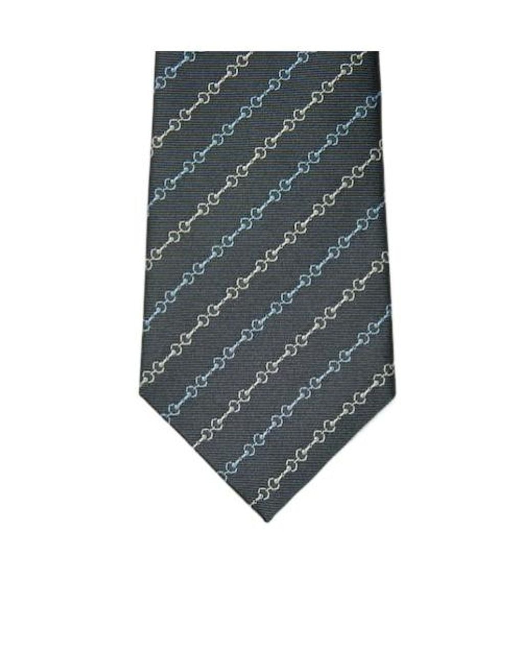 Gucci Blue Horsebit Silk Jacquard Tie for men