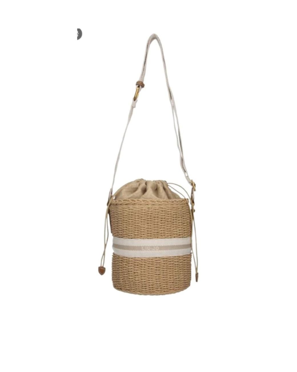 Liu Jo White Straw Bucket Bag