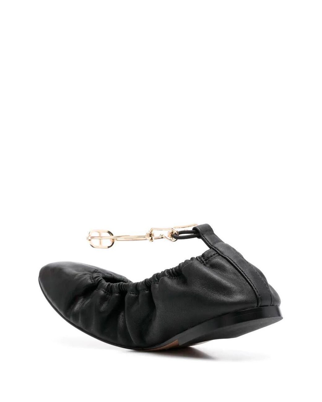 Twinset Black Ankle Strap Flats