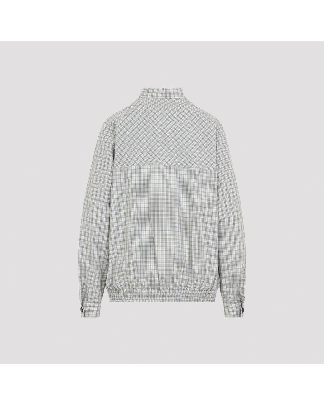 Miu Miu Gray Checked Technical Fabric Blouson Jacket