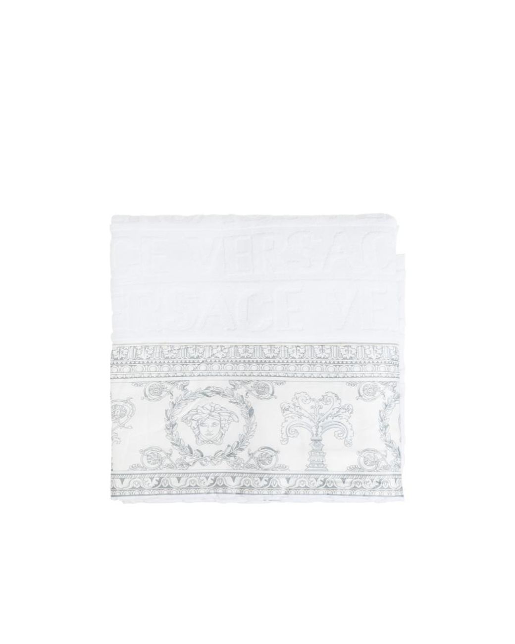 Versace White Pattern Bath Towel for men