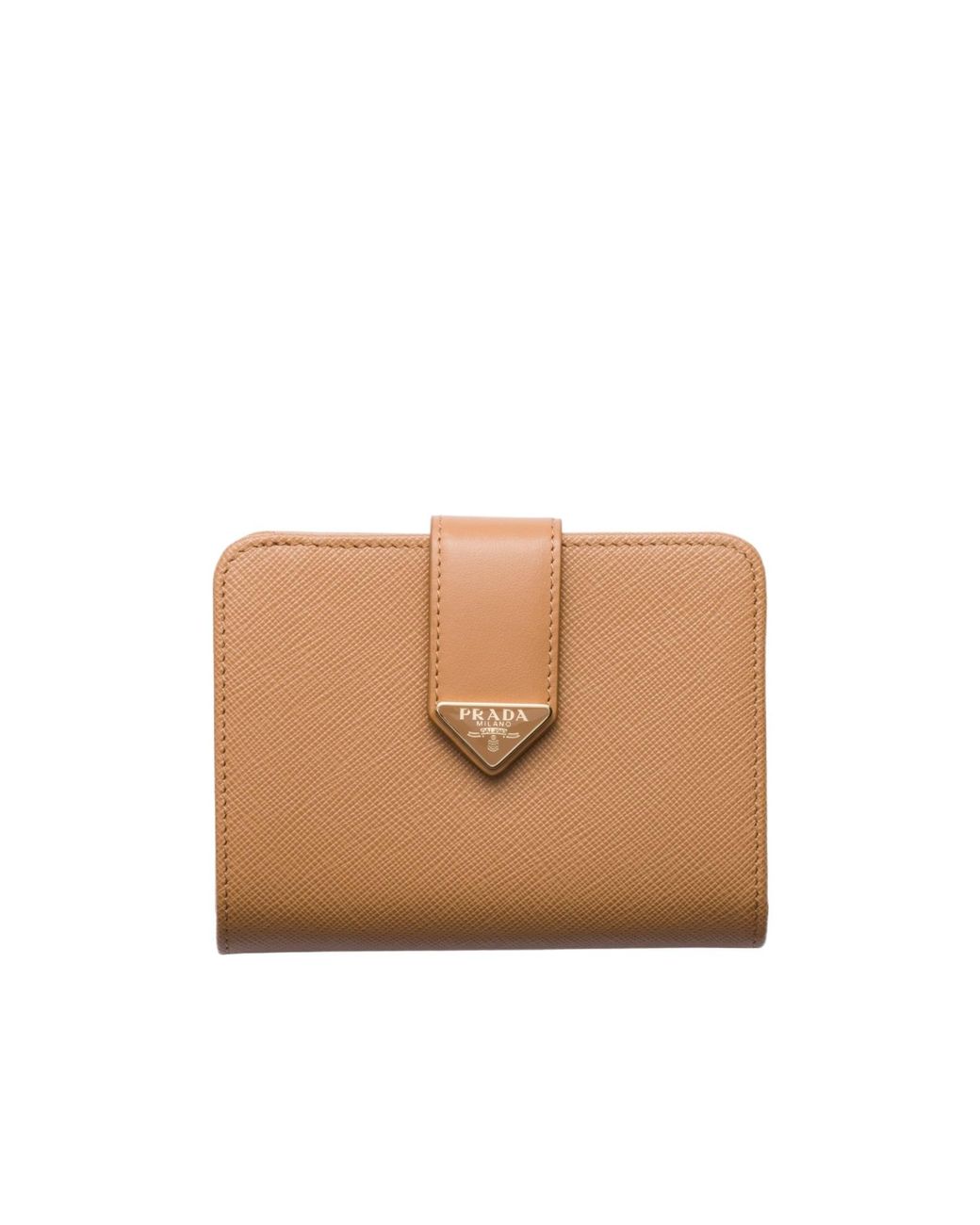 Prada Natural Small Saffiano And Smooth Leather Wallet