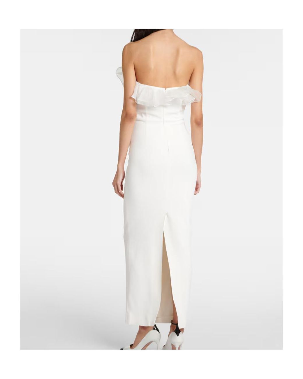 Alessandra Rich White Organza-Trimmed Crepe Bodice Dress