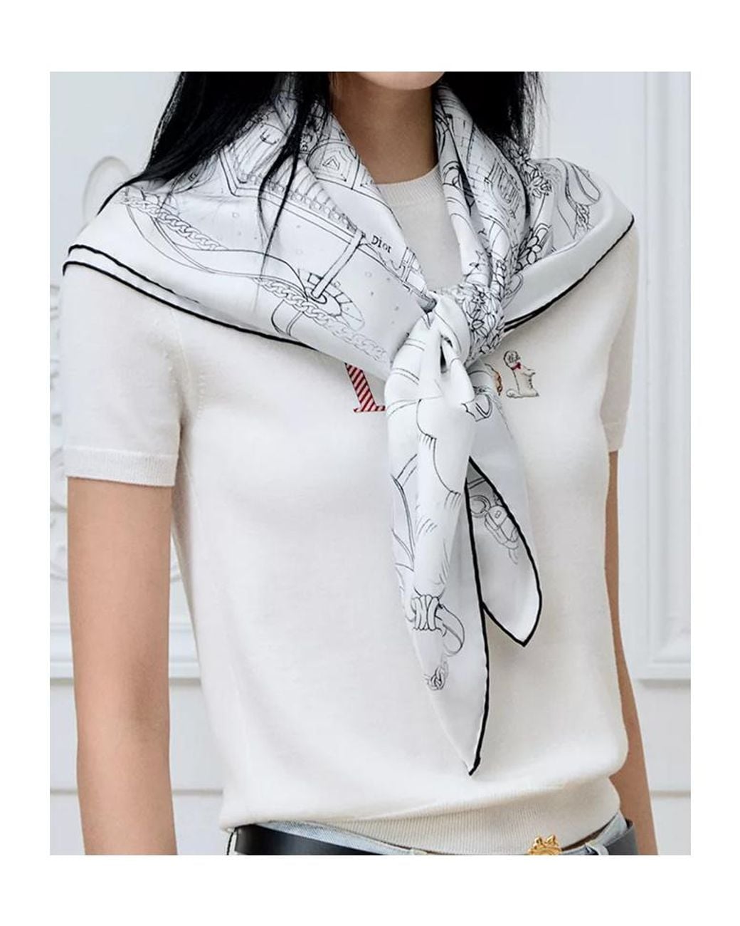 Dior Gray Noël À Montaigne 90 Square Scarf