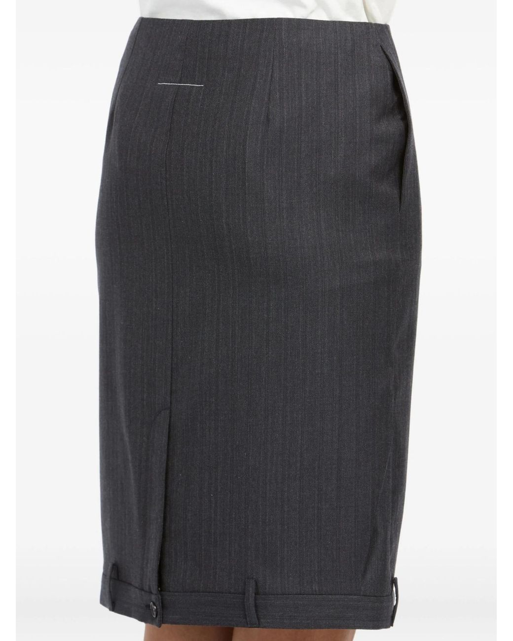 MM6 by Maison Margiela Blue Pinstripe Pocket Midi Skirt