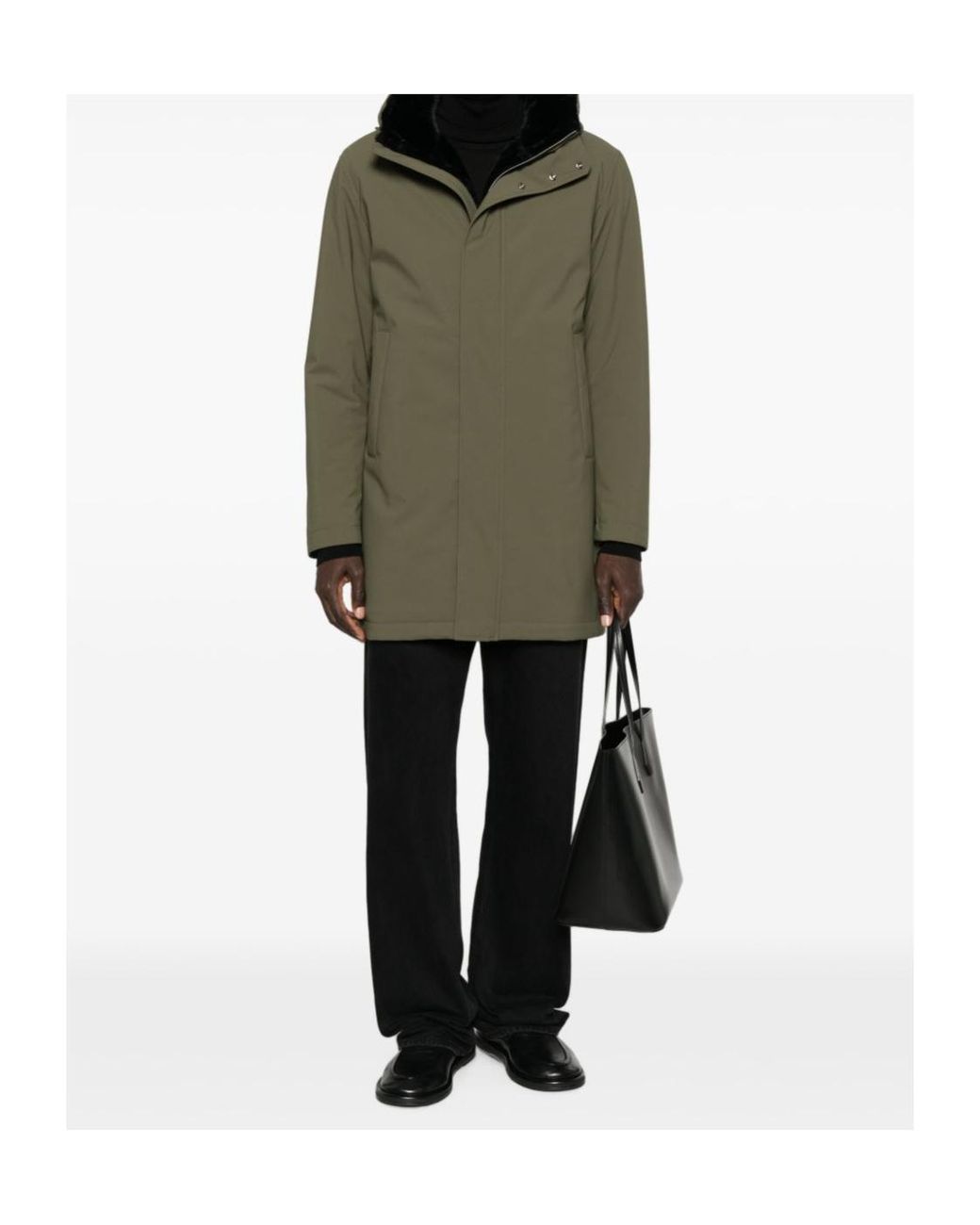 Herno Green Long-Sleeve Hooded Padded Jacket for men