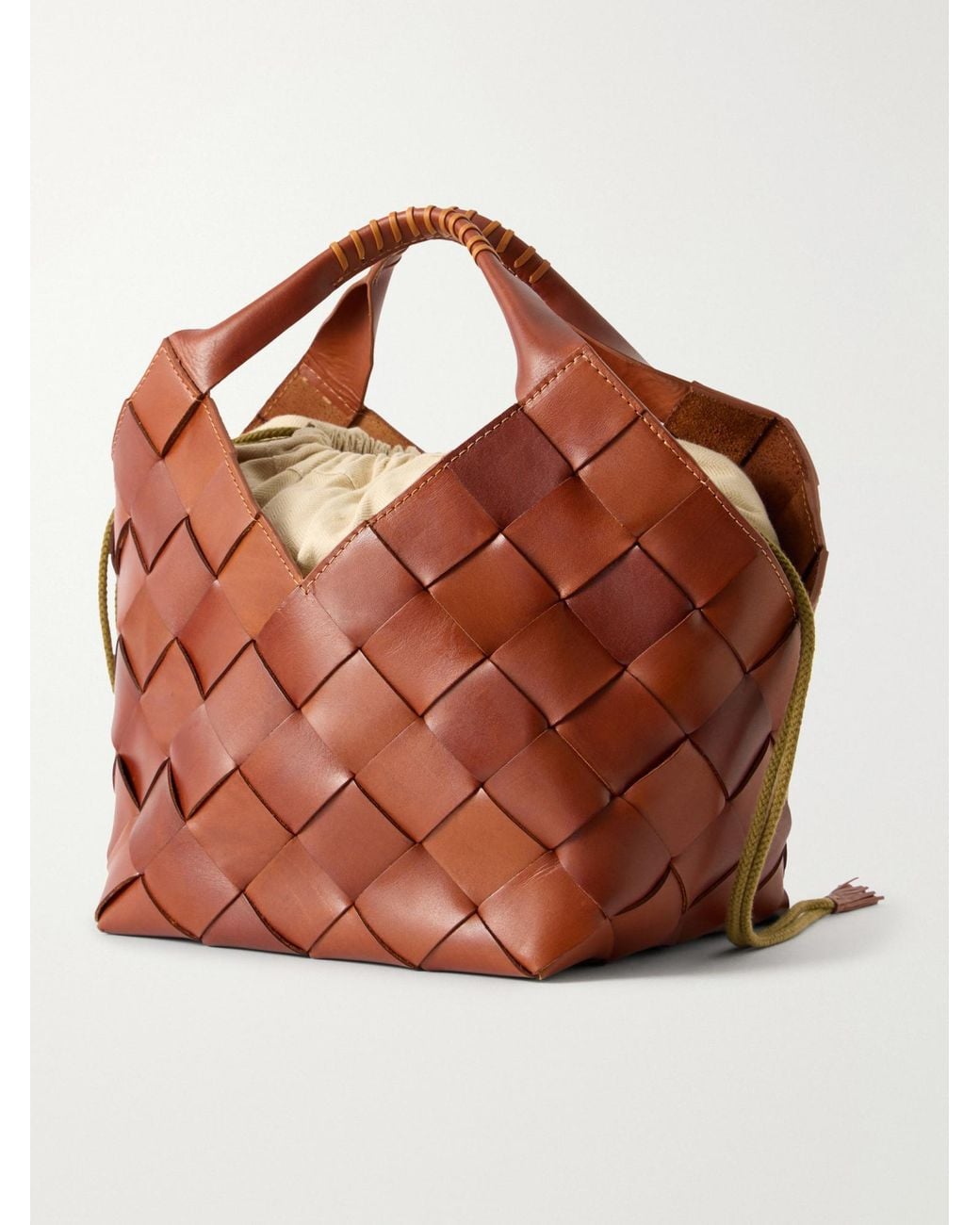 Dragon Diffusion Brown Woven Leather Tote