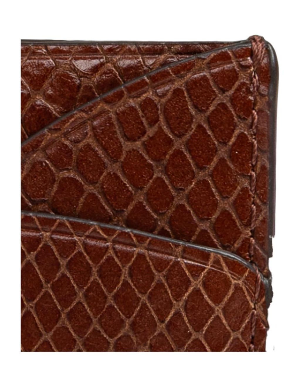 Tory Burch Brown Romy Snake-Embossed Flat Card Case