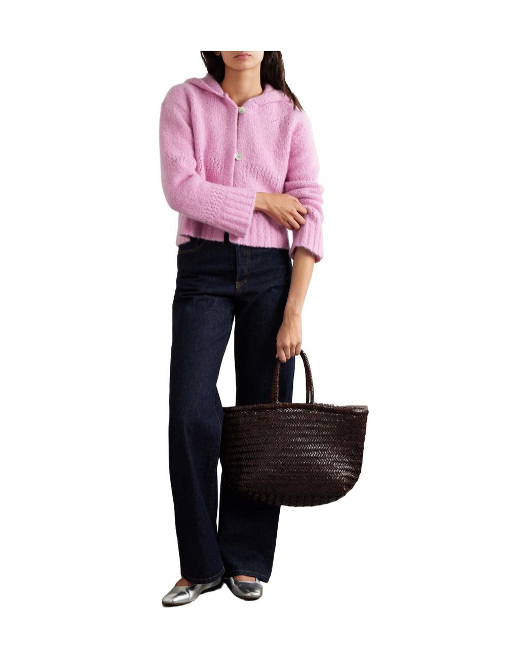 Calle Del Mar Pink Crochet Hooded Cardigan