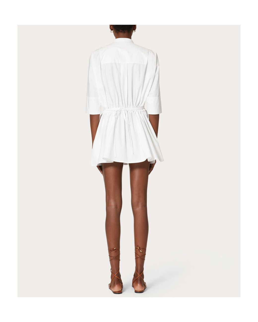 Valentino White Embroidered Cotton Popeline Dress