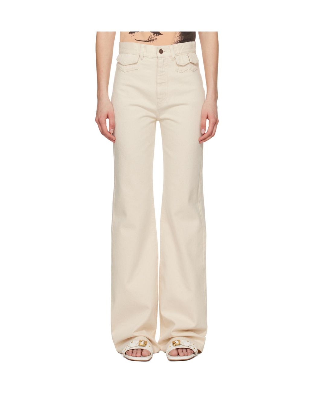Chloé White Chloé High-Waisted Flared Jeans