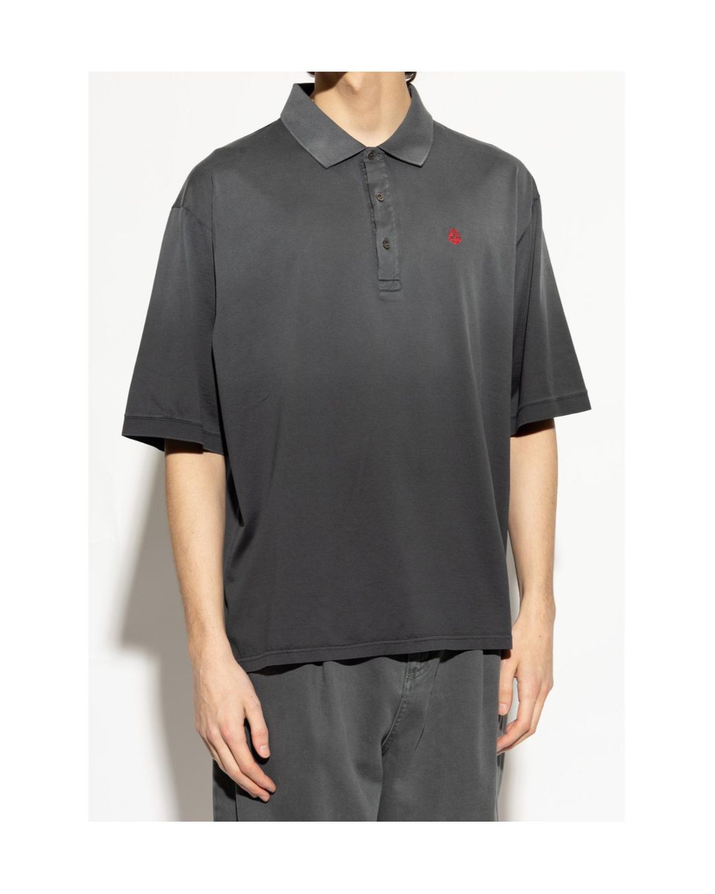 McQueen Gray Skull-Detailed Short-Sleeved T-Shirt for men