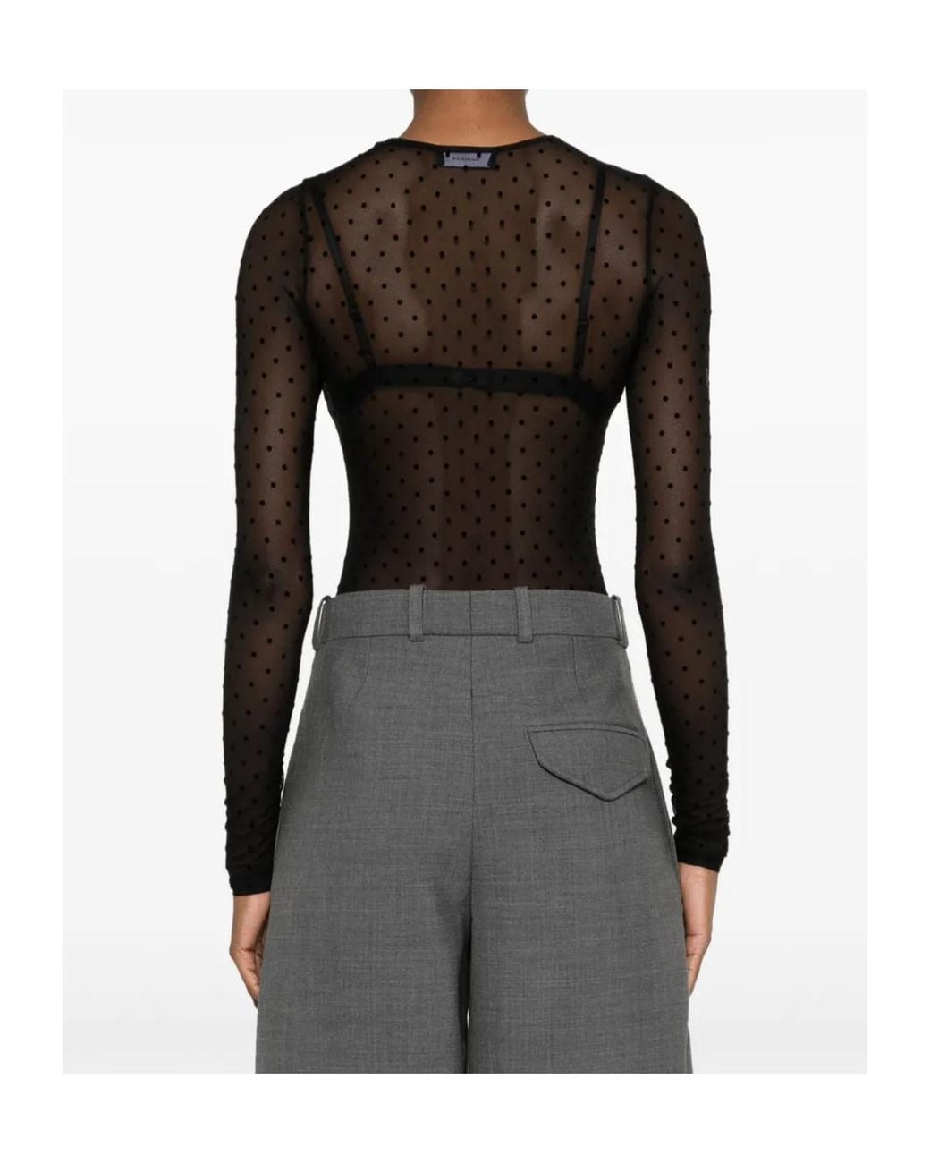 Wardrobe NYC Black Polka-Dot Bodysuit