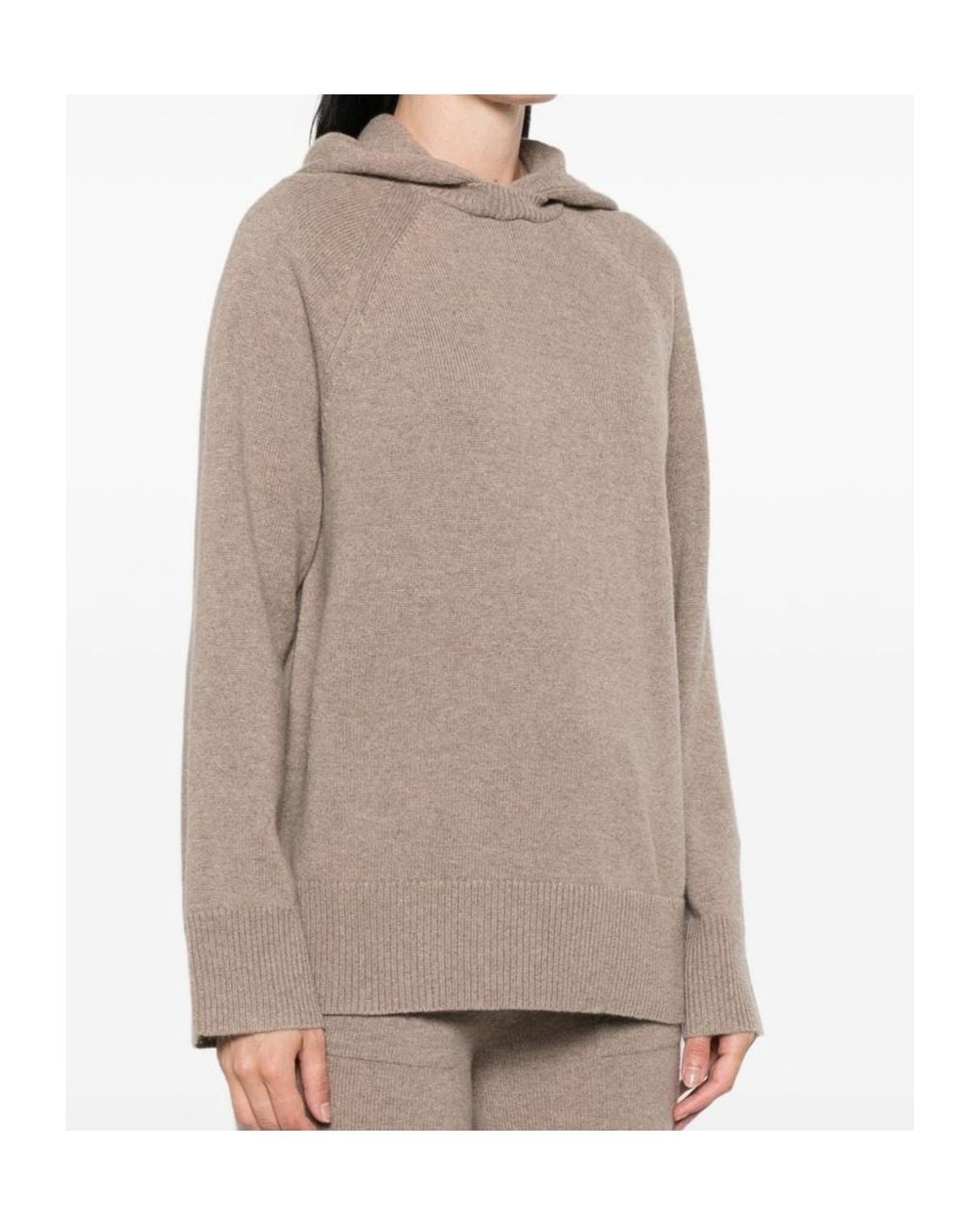 Max Mara Natural Mxmefebo Long Sleeved Knitted Hoodie
