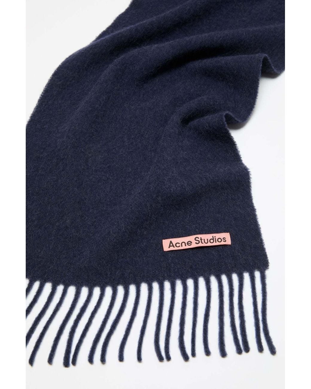 Acne Blue Fringe Wool Scarf for men