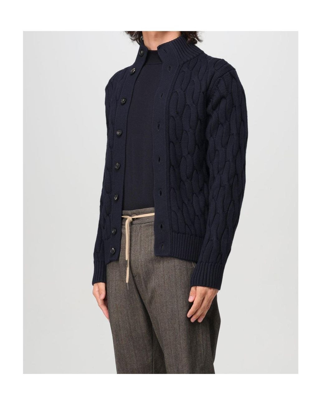 Zanone Blue Fine-Knit Sweater for men
