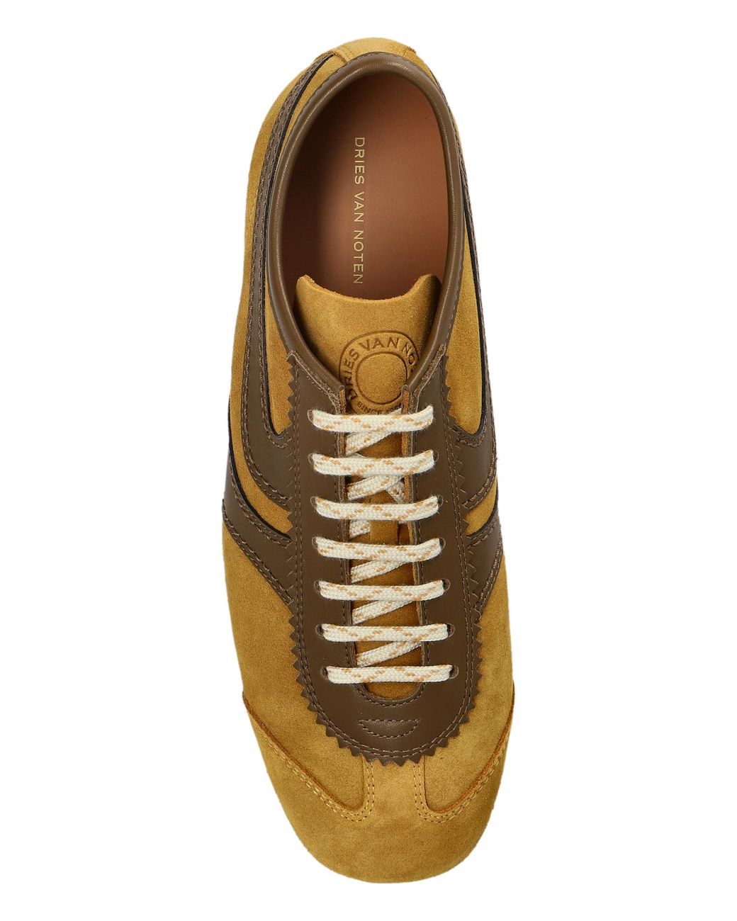 Dries Van Noten Brown Contrast Panel Low-Top Sneakers