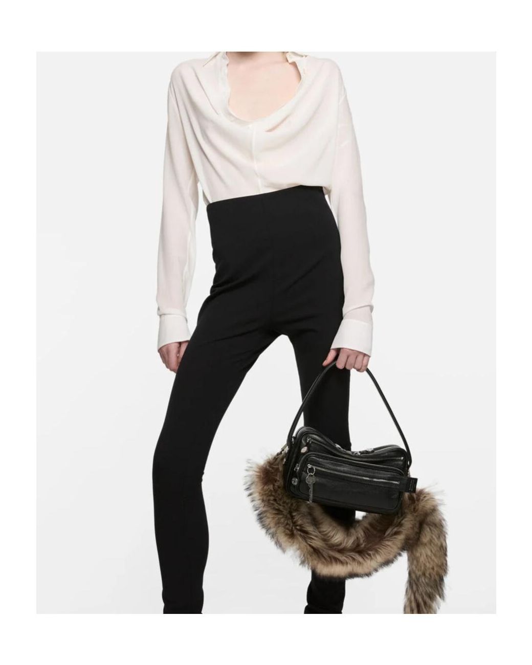 Acne White Drape-Neck Shirt