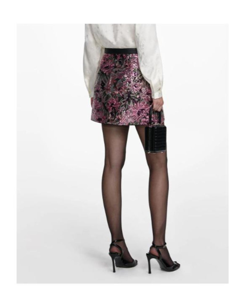 Self-Portrait Multicolor Sequined Belted Mini Skirt